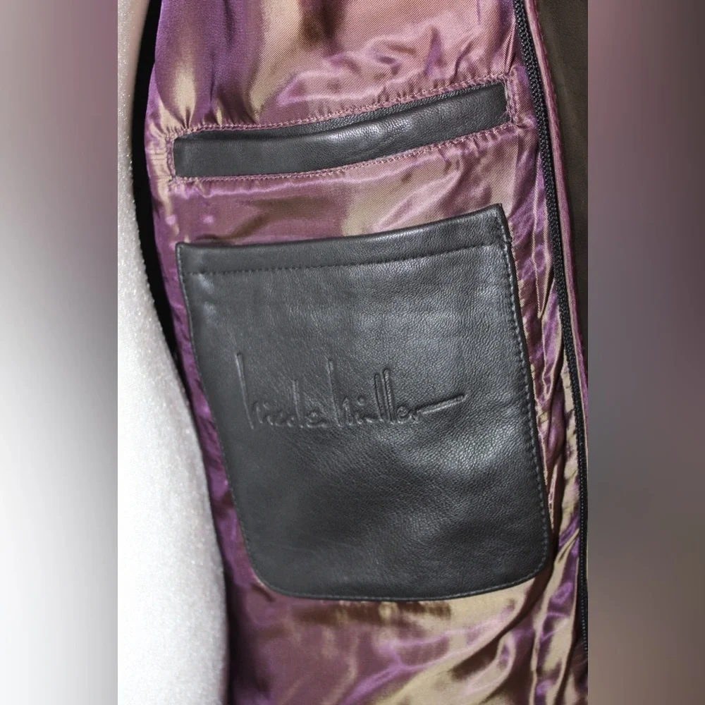 NICOLE MILLER Y2K Black Genuine Leather Coat Car Jacket (Detachable Liner) - Picture 13 of 17